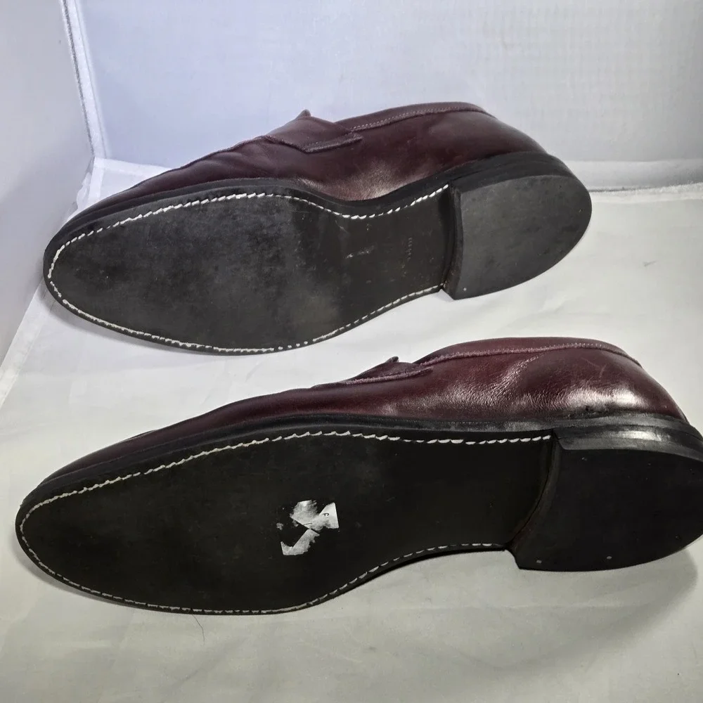 Allen Edmonds Presidio Dress Shoes Mens Size 9.5 Burgundy Red‎ Leather Loafer
